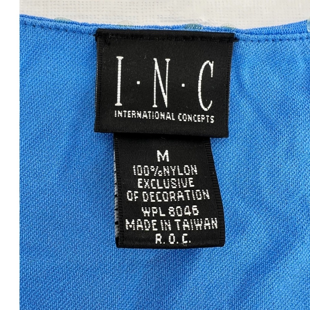 INC International Concepts Blue Mesh Polka Dot Shimmer V-Neck Tank Top Y2k Med - Picture 3 of 5